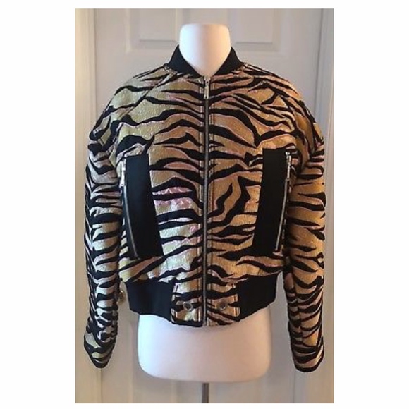 KENZO TIGER STRIPES BOMBER JACKET SIZE M BEIGE BR